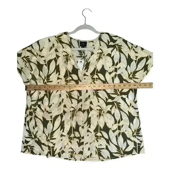 Worthington Olive Green V-Neck Georgette Blouse, Lareg - Picture 6 of 7